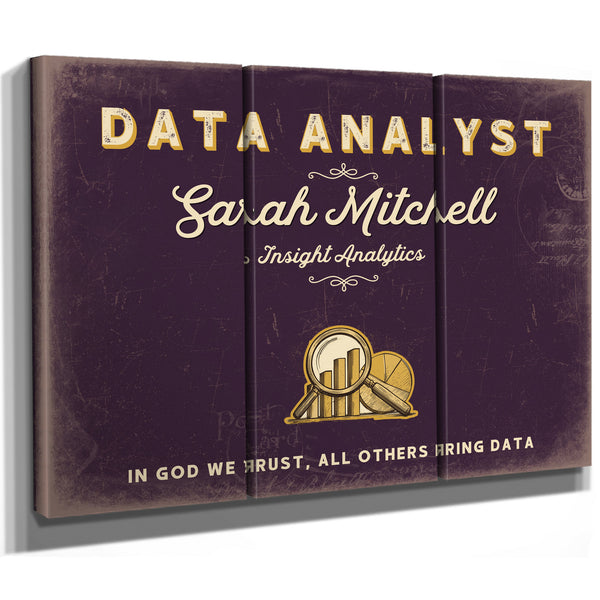 Personalized Data Analyst Sign, In God We Trust, All Others Bring Data, Plum & Mustard, image 14