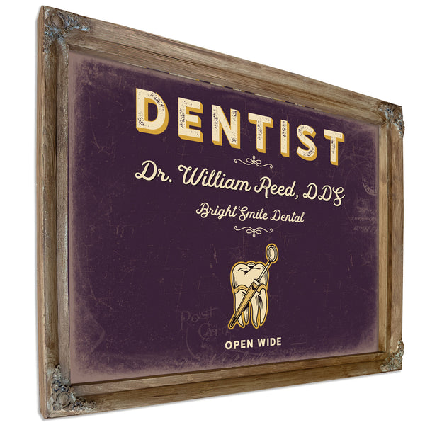 Personalized Dentist Sign, Open Wide, Plum & Mustard, image 6