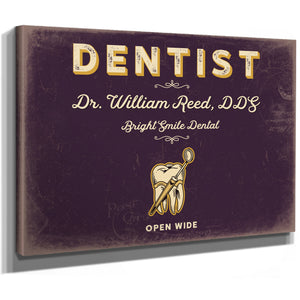 Personalized Dentist Sign, Open Wide, Plum & Mustard, image 8