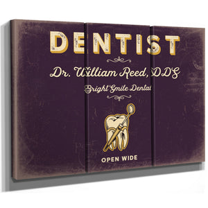 Personalized Dentist Sign, Open Wide, Plum & Mustard, image 14