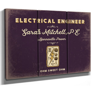 Personalized Electrical Engineer Sign, Ohm Sweet Ohm, Plum & Mustard, image 14