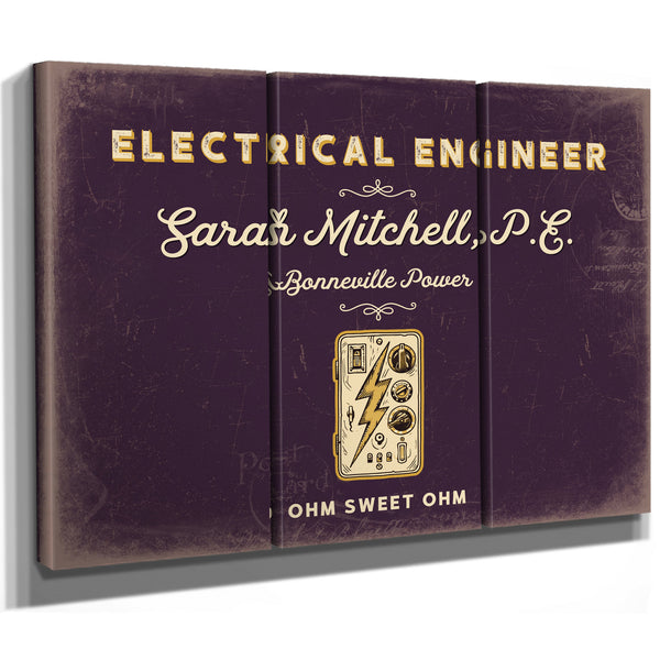 Personalized Electrical Engineer Sign, Ohm Sweet Ohm, Plum & Mustard, image 14