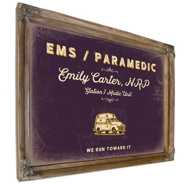 Personalized Paramedic Sign, We Run Toward It, Plum & Mustard, image 6