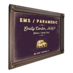 Personalized Paramedic Sign, We Run Toward It, Plum & Mustard, image 7