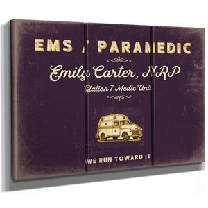 Personalized Paramedic Sign, We Run Toward It, Plum & Mustard, image 14
