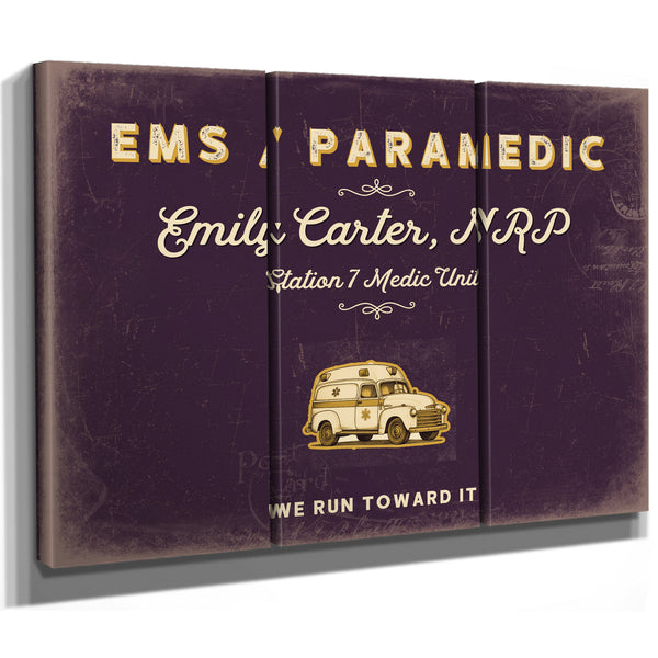 Personalized Paramedic Sign, We Run Toward It, Plum & Mustard, image 14
