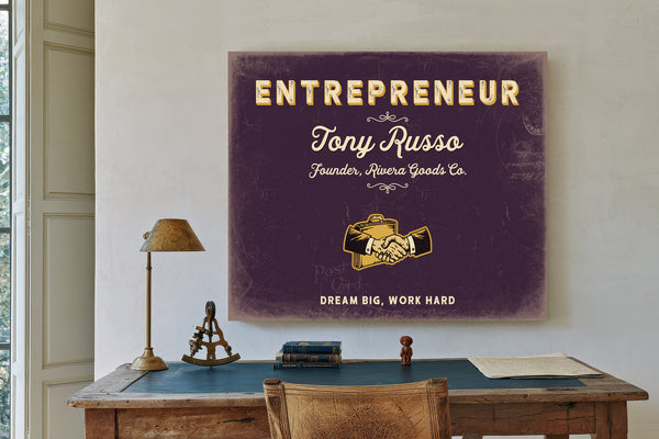 Personalized Entrepreneur Sign, Dream Big, Work Hard, Plum & Mustard, image 2