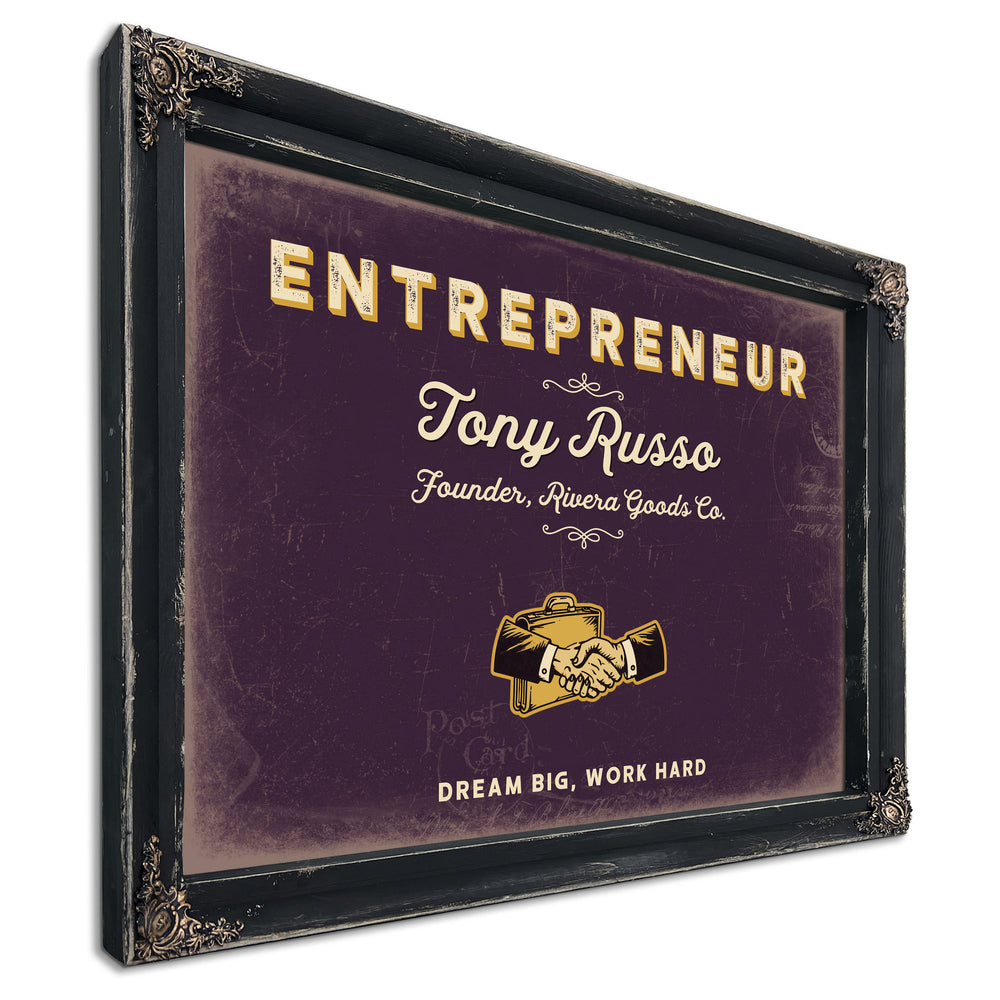 Personalized Entrepreneur Sign, Dream Big, Work Hard, Plum & Mustard, image 1