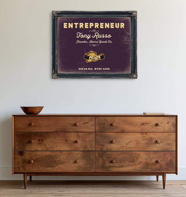 Personalized Entrepreneur Sign, Dream Big, Work Hard, Plum & Mustard, image 19