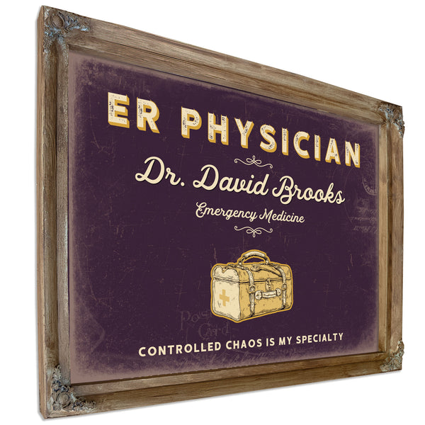 Personalized ER Physician Sign, Controlled Chaos Is My Specialty, Plum & Mustard, image 6