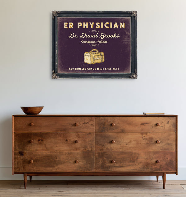 Personalized ER Physician Sign, Controlled Chaos Is My Specialty, Plum & Mustard, image 19