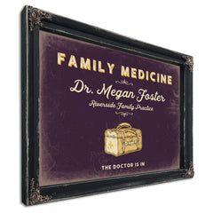 Personalized Family Medicine Sign, The Doctor Is In, Plum & Mustard, image 1