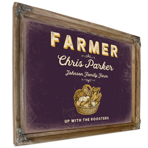 Personalized Farmer Sign, Up With the Roosters, Plum & Mustard, image 6
