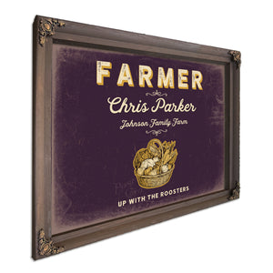 Personalized Farmer Sign, Up With the Roosters, Plum & Mustard, image 7