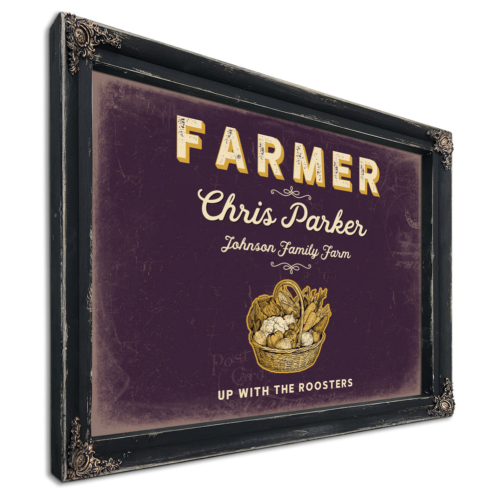 Personalized Farmer Sign, Up With the Roosters, Plum & Mustard, image 1