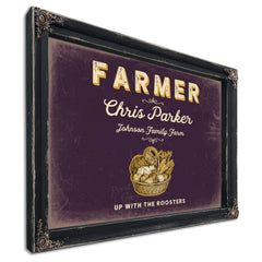 Personalized Farmer Sign, Up With the Roosters, Plum & Mustard, image 1