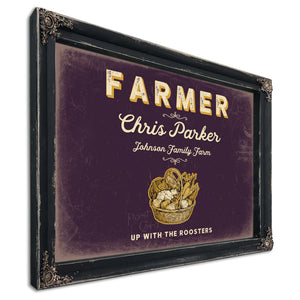 Personalized Farmer Sign, Up With the Roosters, Plum & Mustard, image 1