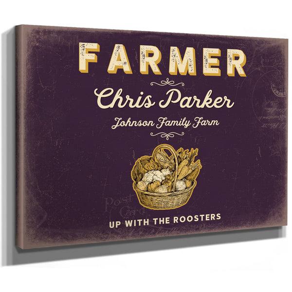 Personalized Farmer Sign, Up With the Roosters, Plum & Mustard, image 8