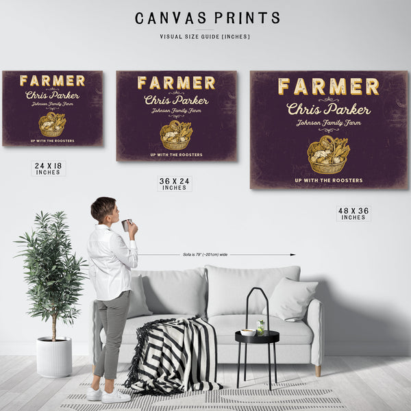 Personalized Farmer Sign, Up With the Roosters, Plum & Mustard, image 10