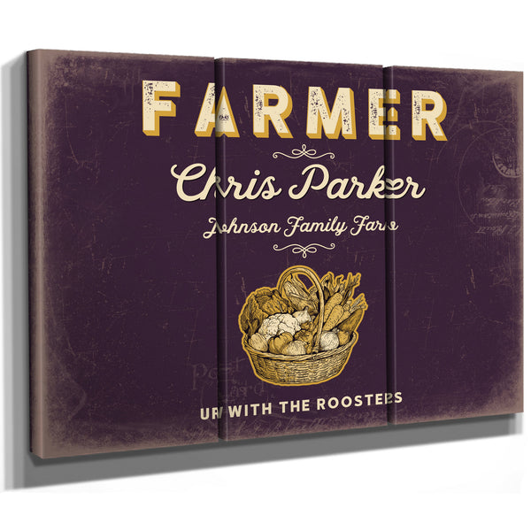 Personalized Farmer Sign, Up With the Roosters, Plum & Mustard, image 14