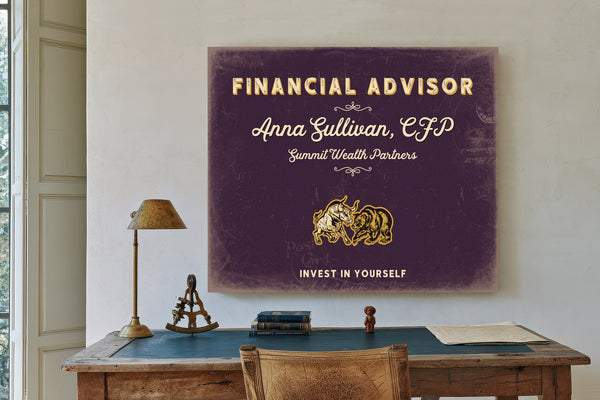 Personalized Financial Advisor Sign, Invest in Yourself, Plum & Mustard, image 2
