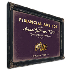 Personalized Financial Advisor Sign, Invest in Yourself, Plum & Mustard, image 1