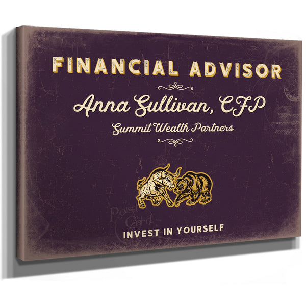Personalized Financial Advisor Sign, Invest in Yourself, Plum & Mustard, image 8