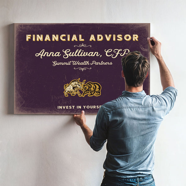Personalized Financial Advisor Sign, Invest in Yourself, Plum & Mustard, image 9