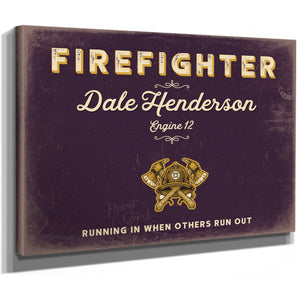 Personalized Firefighter Sign, Running In When Others Run Out, Plum & Mustard, image 8