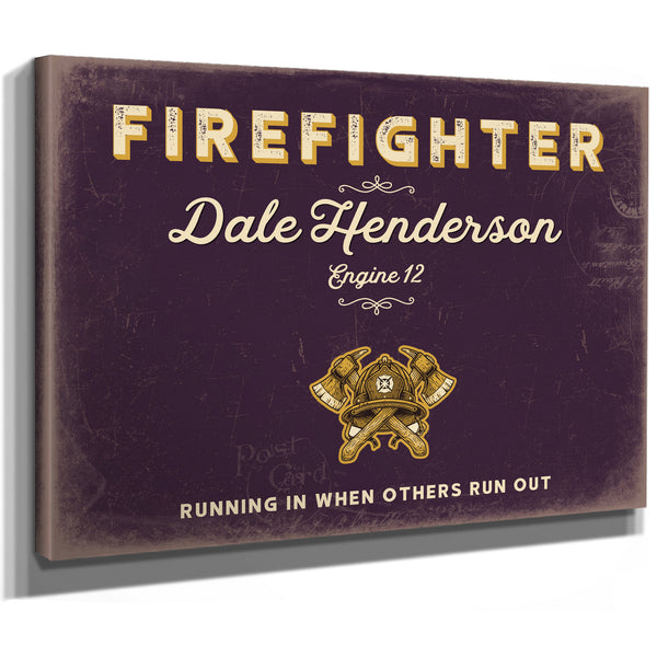 Personalized Firefighter Sign, Running In When Others Run Out, Plum & Mustard, image 8