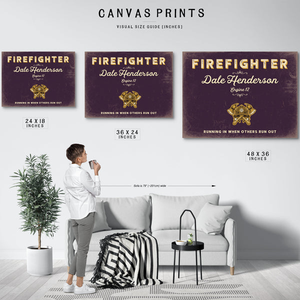 Personalized Firefighter Sign, Running In When Others Run Out, Plum & Mustard, image 10