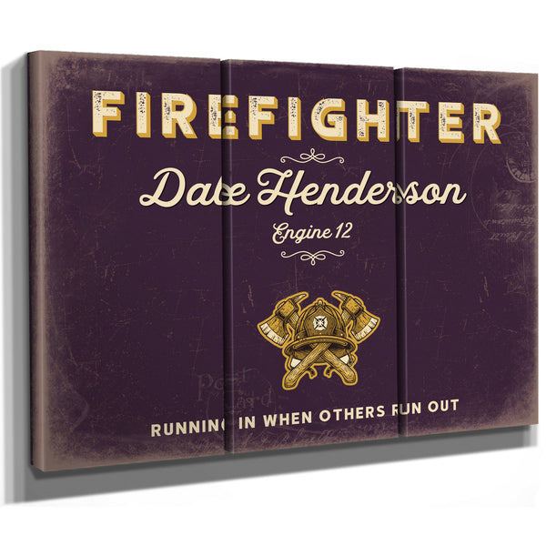 Personalized Firefighter Sign, Running In When Others Run Out, Plum & Mustard, image 14