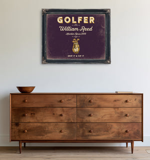 Personalized Golfer Sign, Grip It & Sip It, Plum & Mustard, image 19