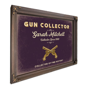 Personalized Gun Collector Sign, Collector of Fine History, Plum & Mustard, image 7