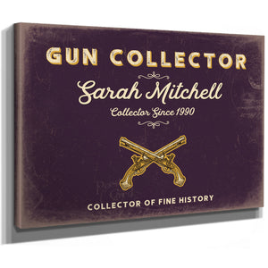 Personalized Gun Collector Sign, Collector of Fine History, Plum & Mustard, image 8