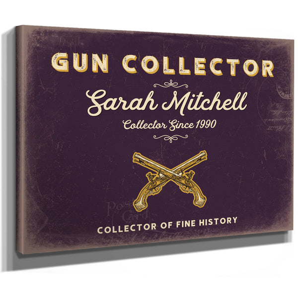 Personalized Gun Collector Sign, Collector of Fine History, Plum & Mustard, image 8