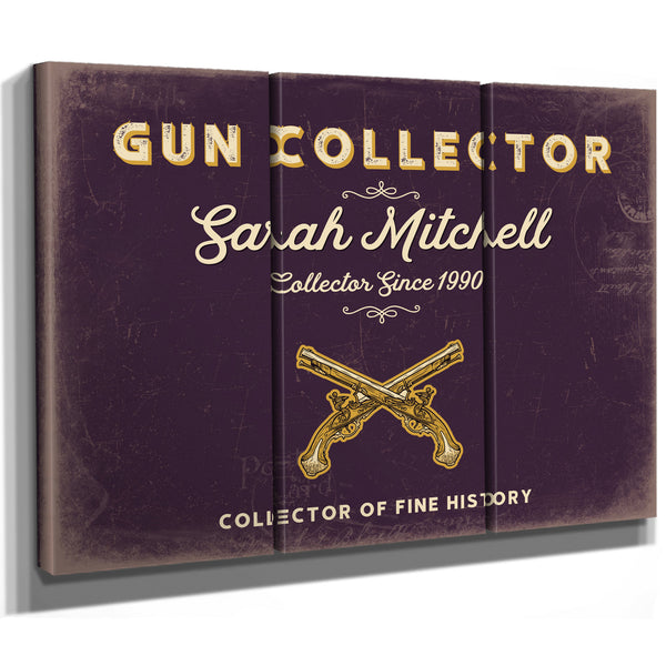 Personalized Gun Collector Sign, Collector of Fine History, Plum & Mustard, image 14