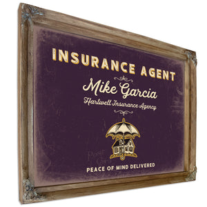 Personalized Insurance Agent Sign, Peace of Mind Delivered, Plum & Mustard, image 6