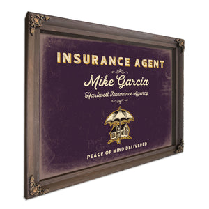 Personalized Insurance Agent Sign, Peace of Mind Delivered, Plum & Mustard, image 7