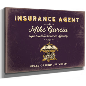 Personalized Insurance Agent Sign, Peace of Mind Delivered, Plum & Mustard, image 8