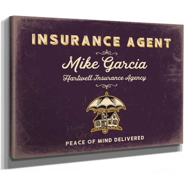 Personalized Insurance Agent Sign, Peace of Mind Delivered, Plum & Mustard, image 8