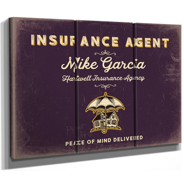 Personalized Insurance Agent Sign, Peace of Mind Delivered, Plum & Mustard, image 14