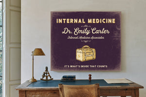 Personalized Internal Medicine Sign, It's What's Inside That Counts, Plum & Mustard, image 2
