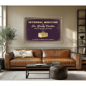 Personalized Internal Medicine Sign, It's What's Inside That Counts, Plum & Mustard, image 3