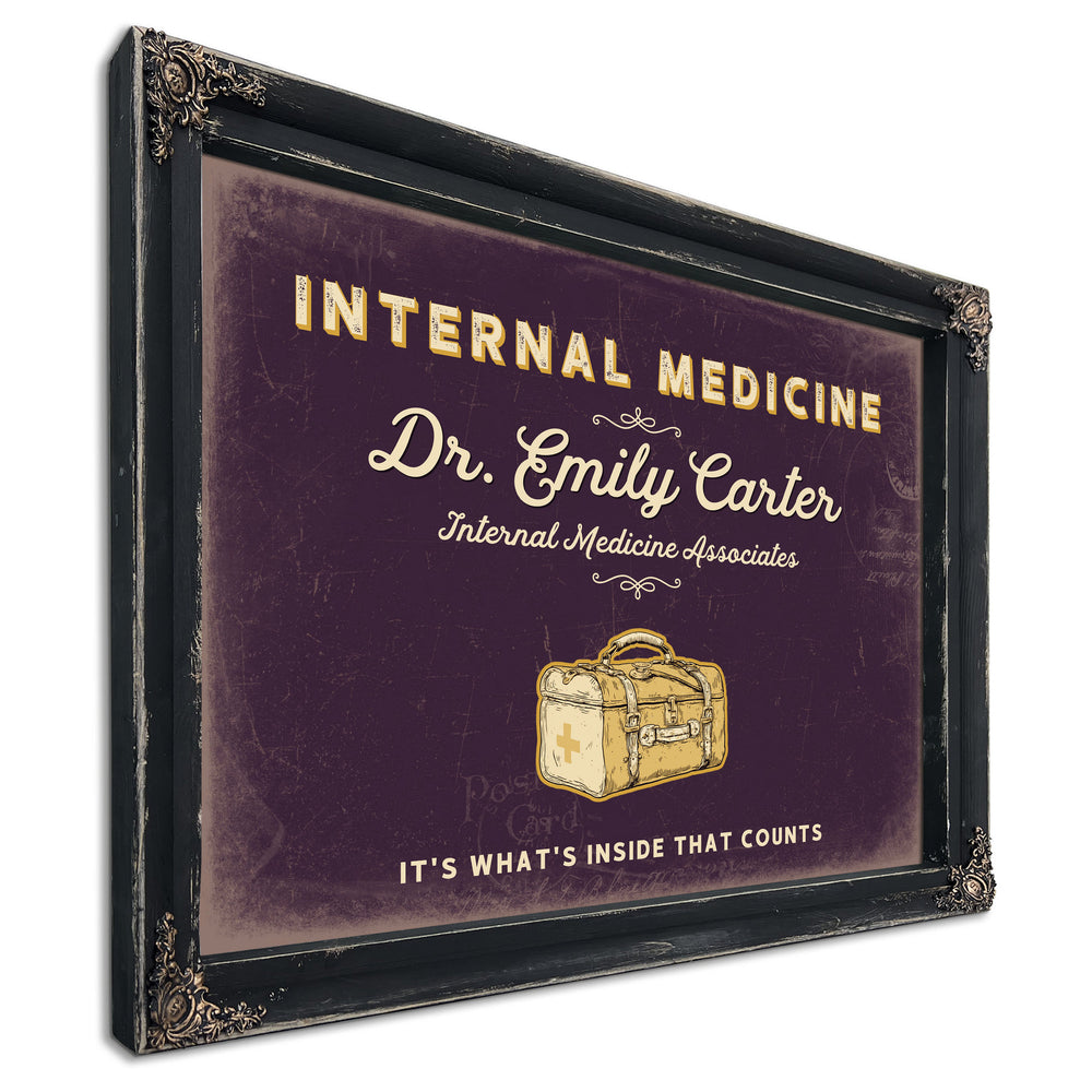 Personalized Internal Medicine Sign, It's What's Inside That Counts, Plum & Mustard, image 1