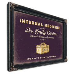 Personalized Internal Medicine Sign, It's What's Inside That Counts, Plum & Mustard, image 1
