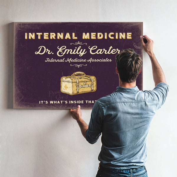 Personalized Internal Medicine Sign, It's What's Inside That Counts, Plum & Mustard, image 9