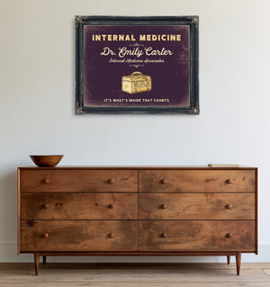 Personalized Internal Medicine Sign, It's What's Inside That Counts, Plum & Mustard, image 19