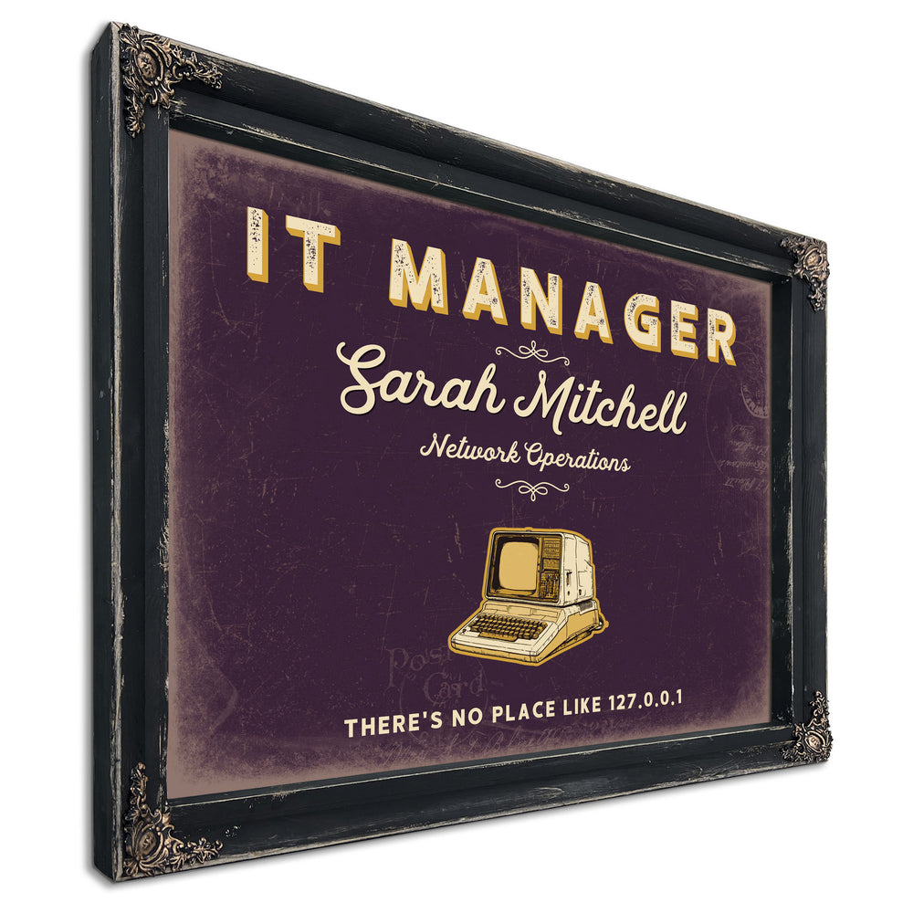 Personalized IT Manager Sign, There's No Place Like 127.0.0.1, Plum & Mustard, image 1