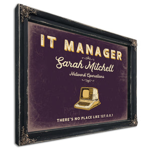 Personalized IT Manager Sign, There's No Place Like 127.0.0.1, Plum & Mustard, image 1